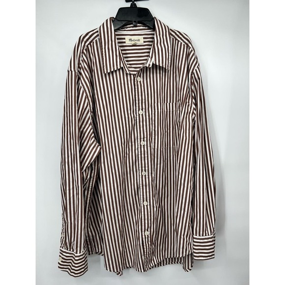Madewell Big Easy‎ Stripe Long Sleeve Cotton Button- Up Shirt Mens Size XL - Picture 3 of 5